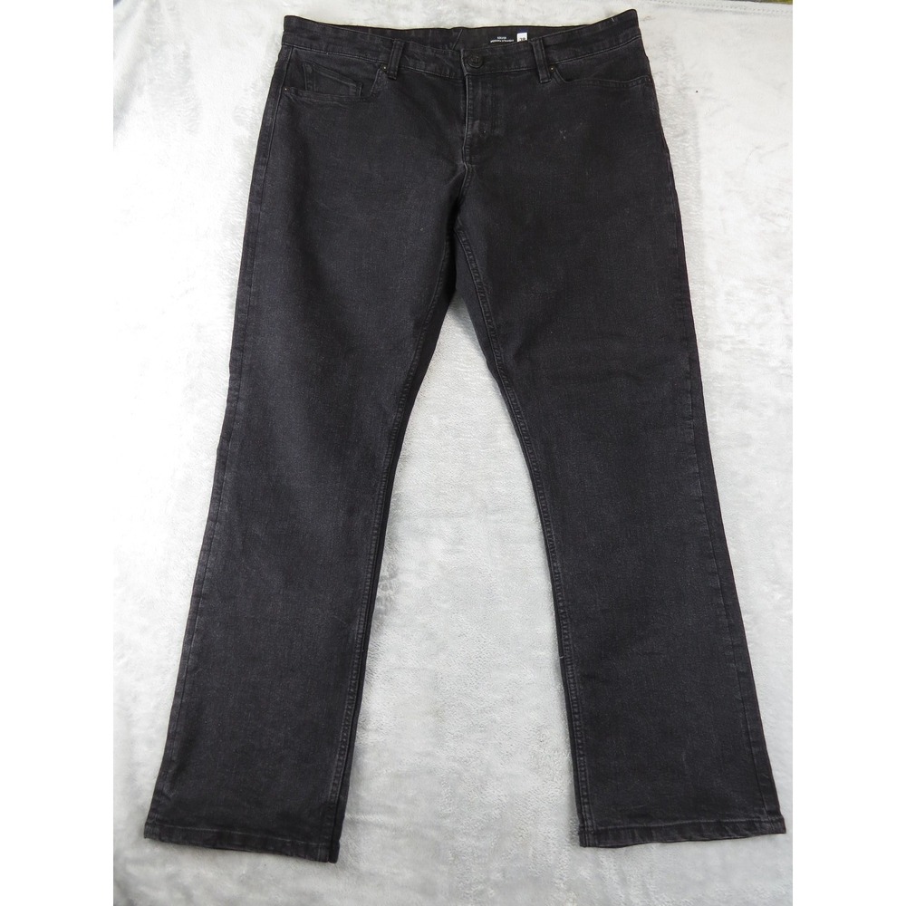 Volcom Mens Jeans 38 Black Solver Modern Straight Denim Pants